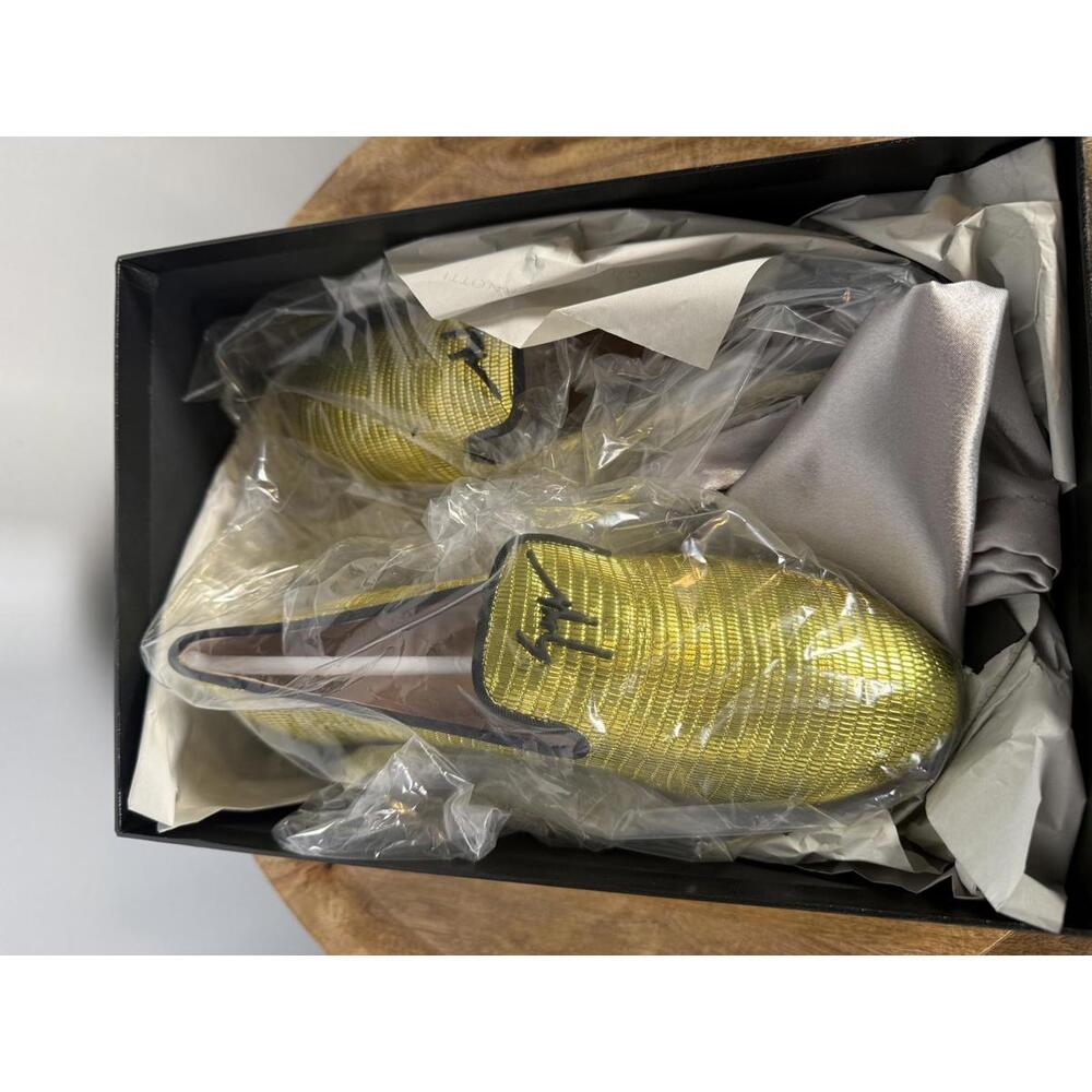Giuseppe Zanotti Gold Tetra Trend Loafers Slip-On EU 34 (US 4) Luxury Flats NWB - Picture 6 of 13
